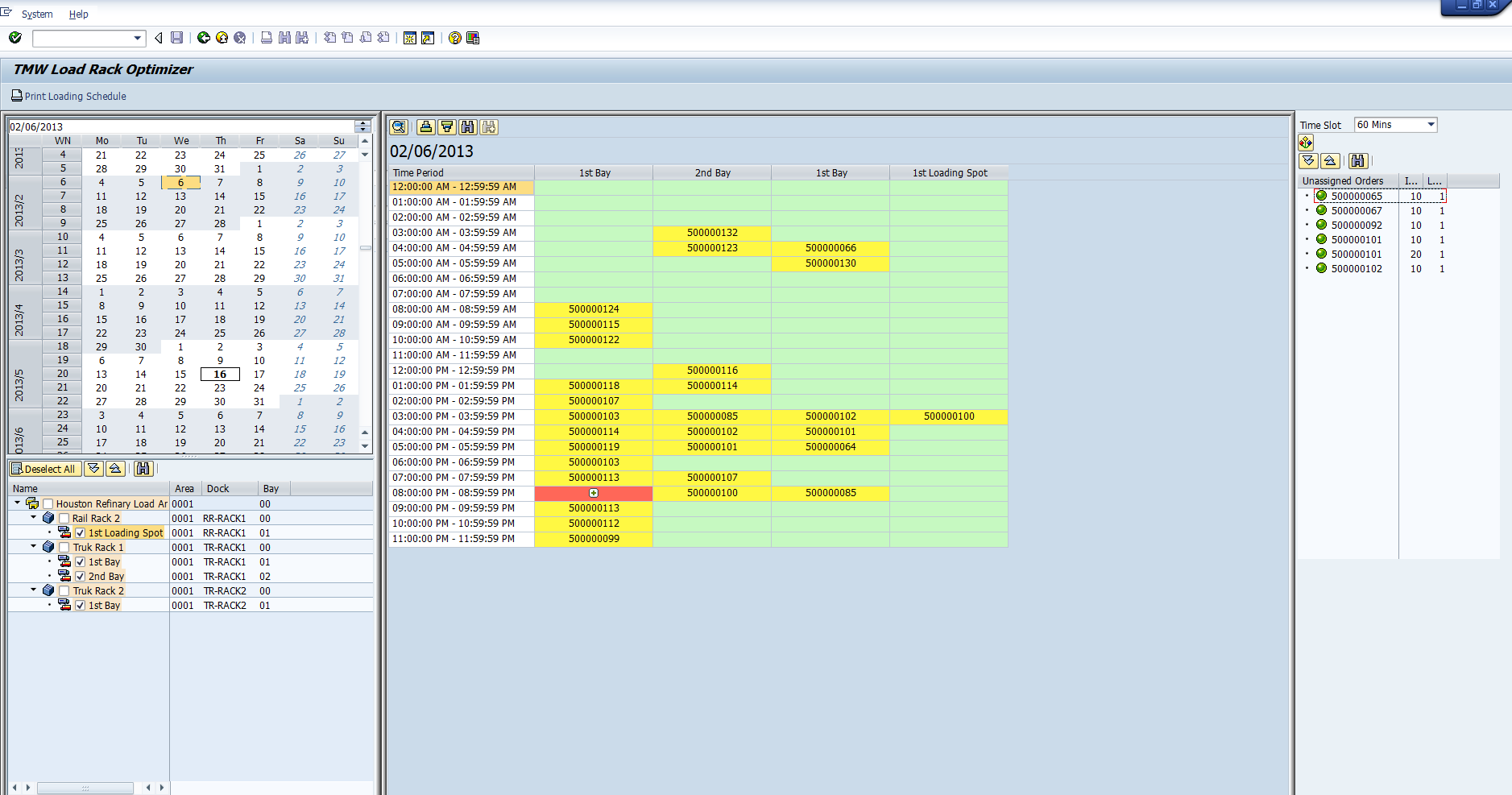 LRO SAP Scheduling Screen
